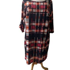 Jete Knee Length 3/4  Sleeve Plaid Dress Size 1X